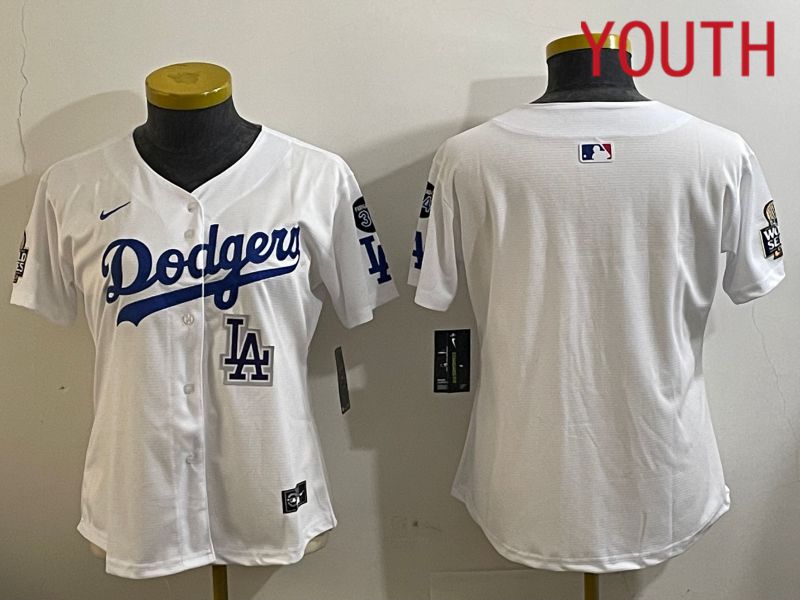 Youth Los Angeles Dodgers Blank White Game 2024 Nike MLB Jersey style 112121